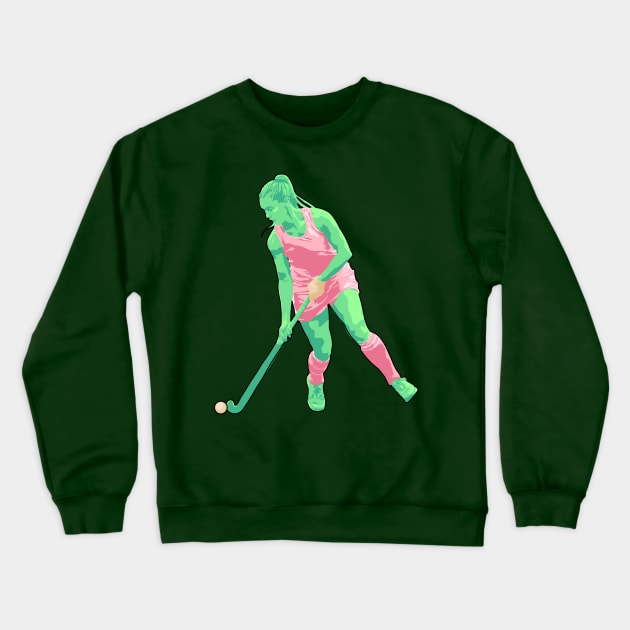 Field Hockey Player (Mint Green & Blush Pink) Crewneck Sweatshirt by ziafrazier